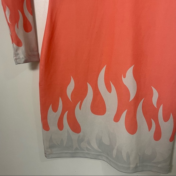 Peach fire turtleneck zip mini dress - Picture 4 of 5